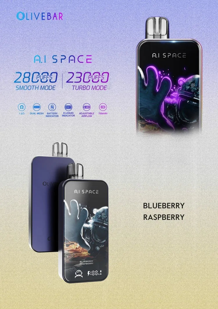Olivebar AI Space 28000 Puffs | Full Display Screen